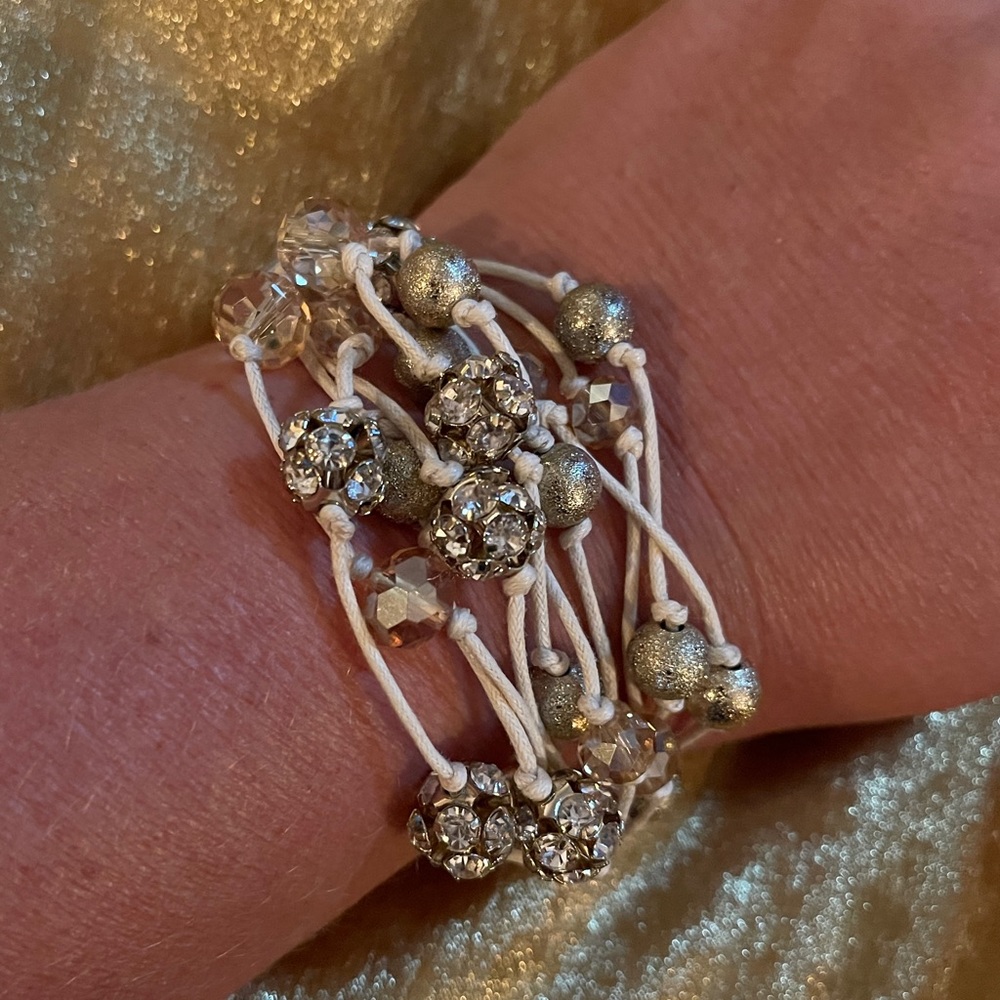 10 strand beaded bracelet. Gold hardware